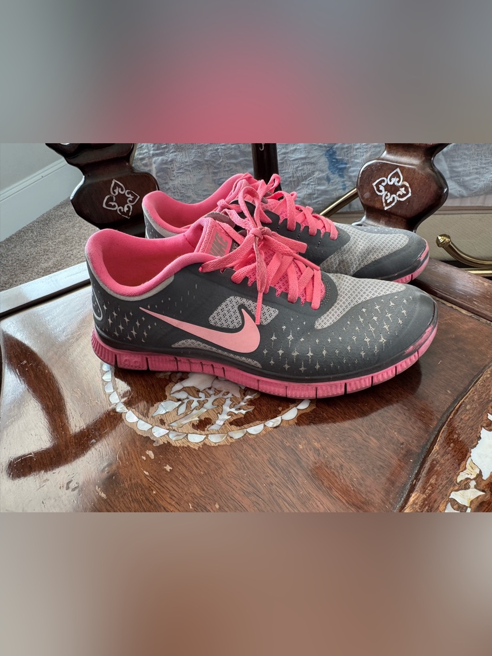 Nike Women’s Gray and Pink Cross-Training Sneakers